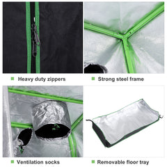Kozy Grow Tent Reflective Mylar Hydroponic with Adjustable Vents and Floor Tray for Indoor Plant Growing, 80 x 80 x 160 cm (31.5" x 31.5" x 63")