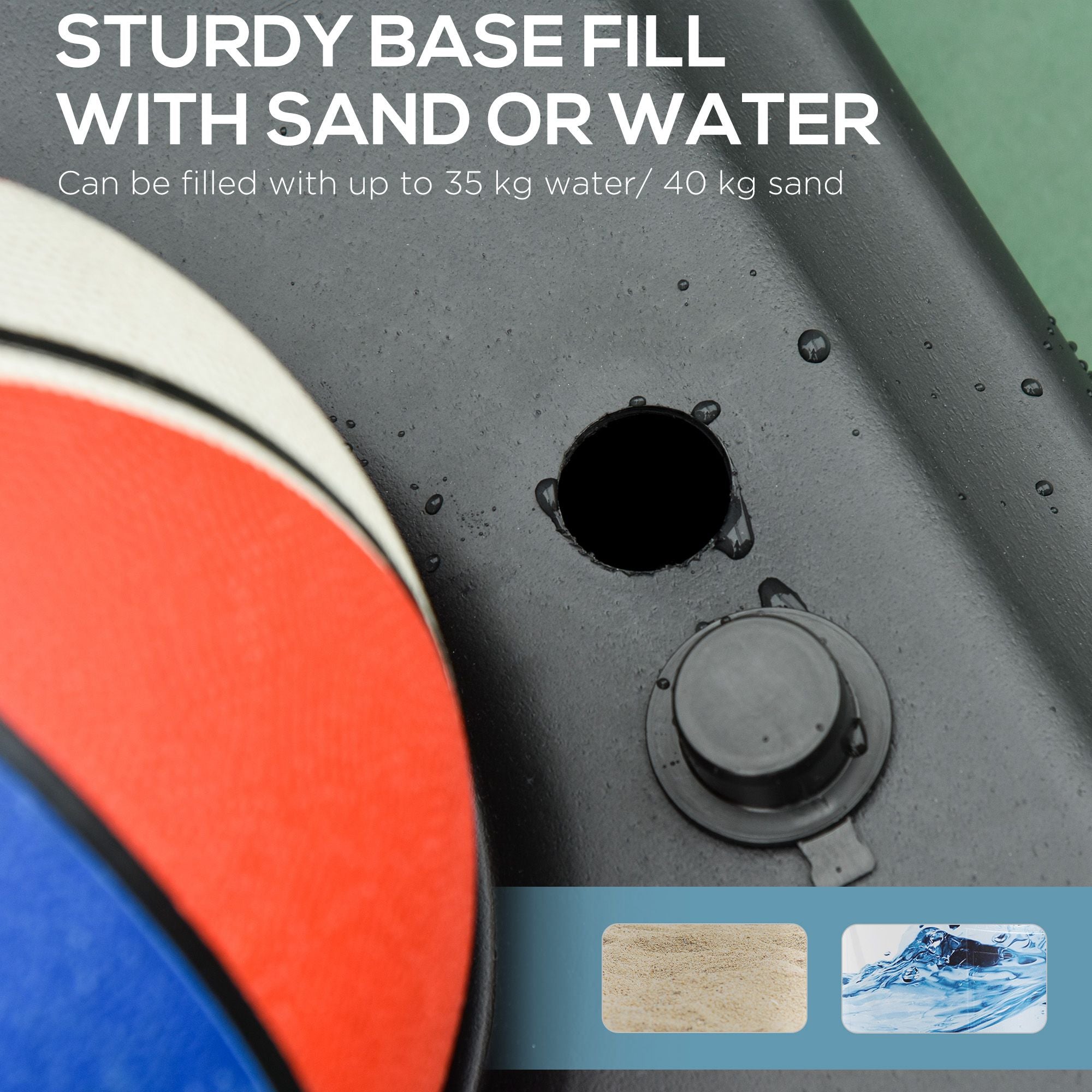 Kozy Basketball Hoop Stand Portable Adjustable Height 2.1-2.6m w/ Wheels, Sturdy Rim Stable Base, Black