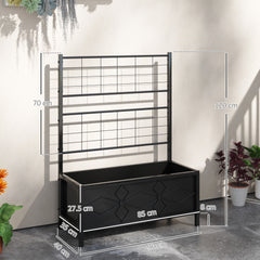 Kozy - Raised Bed for Garden with Trellis, Galvanised Planter Box with Diamond Pattern, Drainage Holes for Vegetables, Herbs and Flowers, 90 x 40 x 120 cm, Black