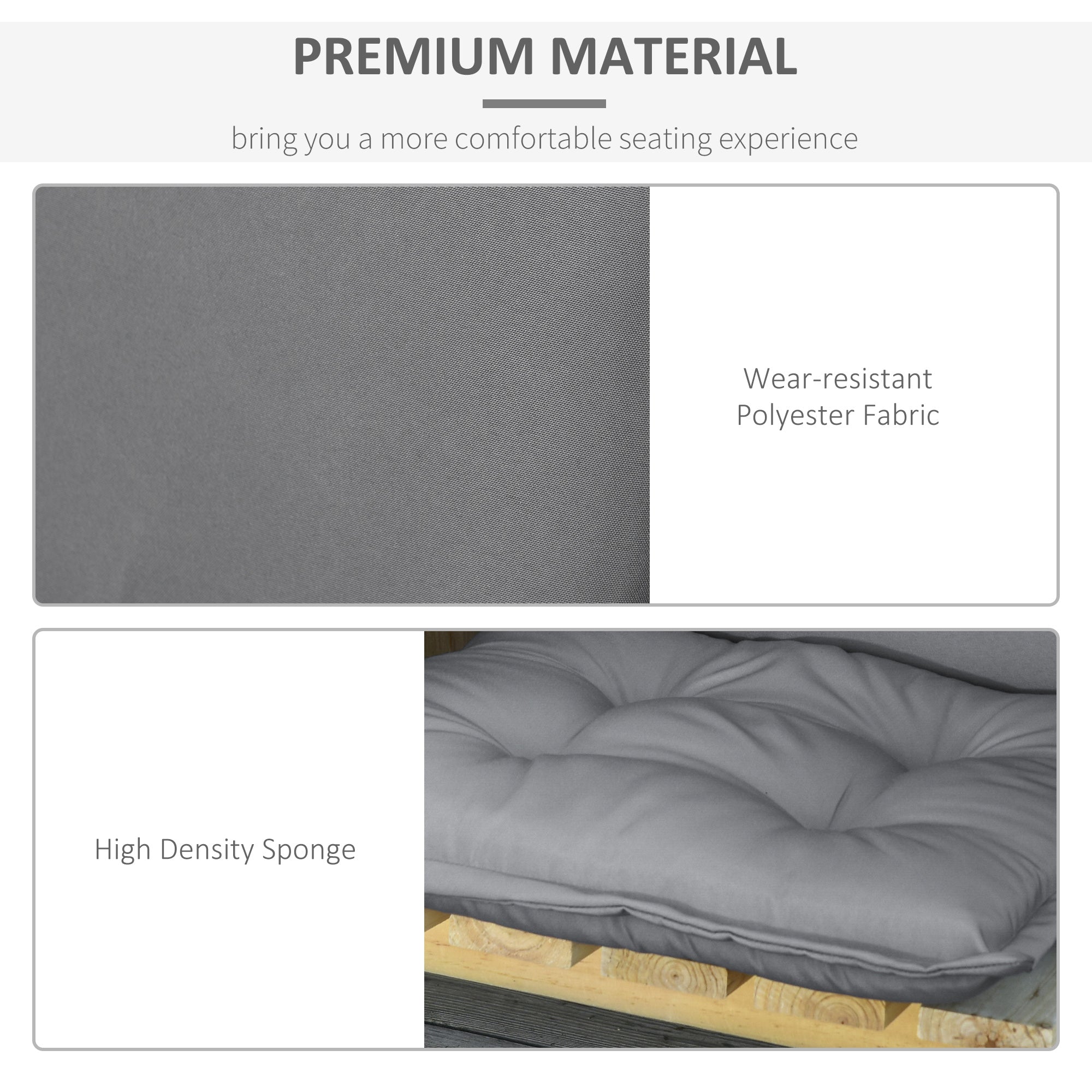 Kozy Set of 2 Outdoor Chair Cushions, High Back Padded Patio Chair with Pillow for Indoor and Outdoor Use, Dark Grey