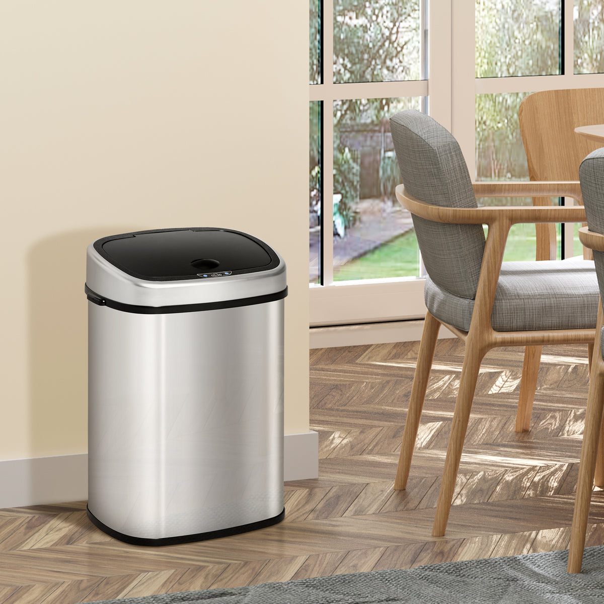 HOMCOM Stainless Steel Sensor Dustbin Automatic Touchless Rubbish Garbage Waste Bin 48L