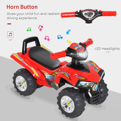 Kozy Kids Children Ride-on Toy Off Road Style Quad Bike Racing Car NO POWER 4 Wheels Horn Music Red