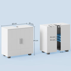 Kozy Pedestal Under Sink Cabinet, Modern Bathroom Vanity Unit, Storage Cupboard with Double Doors, Adjustable Shelf, White