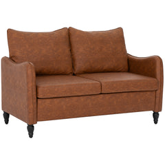 Kozy - Faux Leather Marble-Effect Two-Seater Sofa - Brown