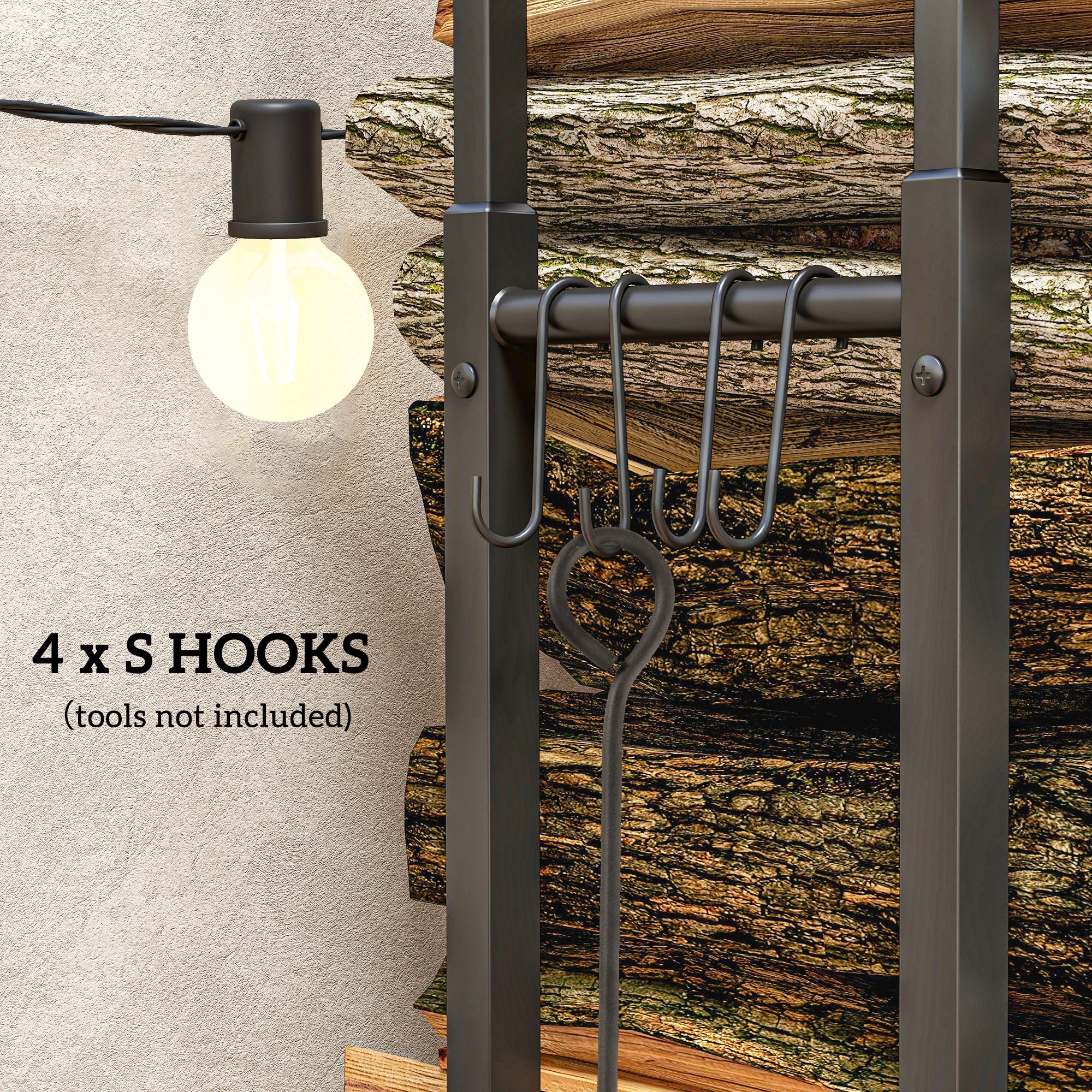 Kozy - 40-65/100-150cm Adjustable Metal Firewood Log Holder