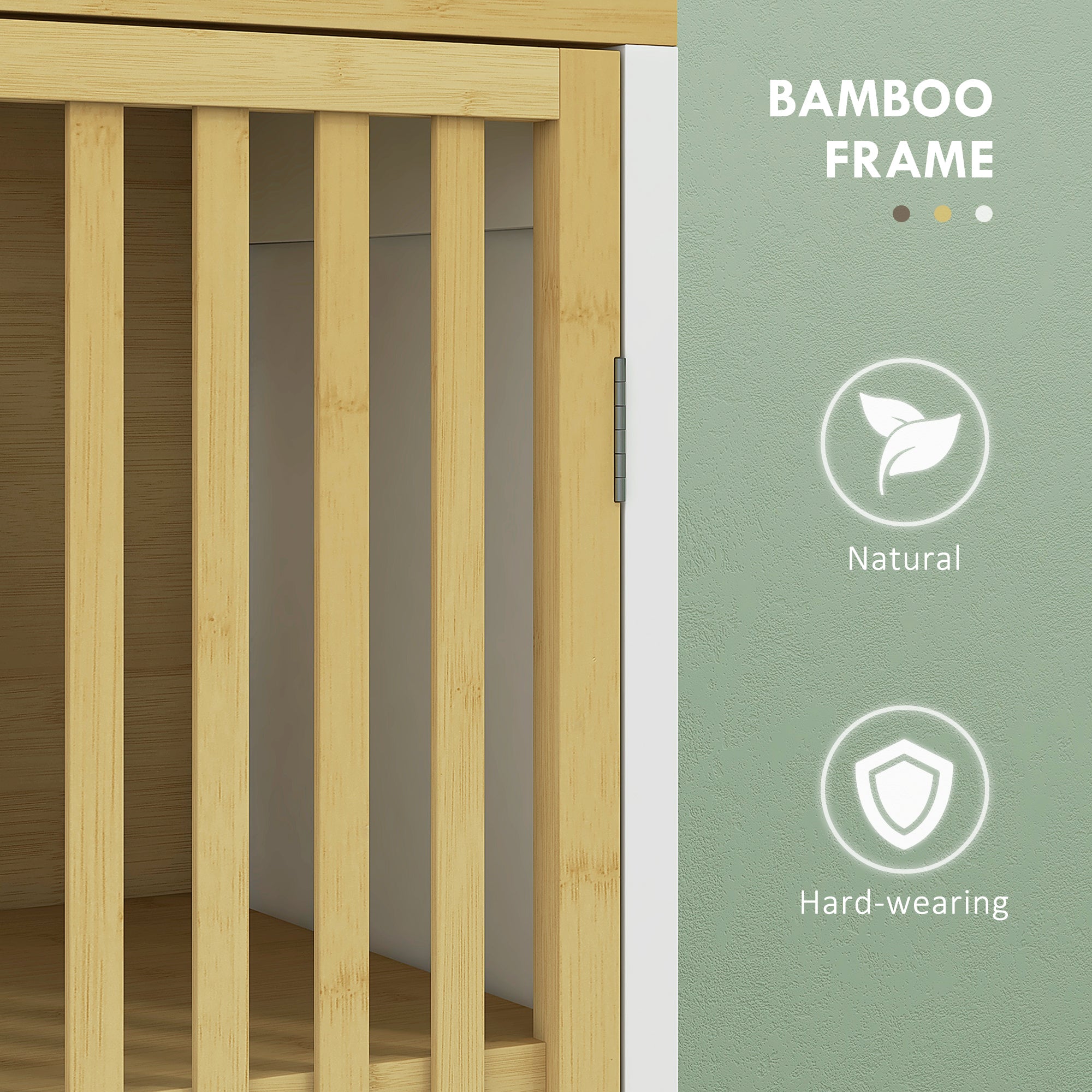 Bamboo-Blend Retro Cut-Out Bathroom Storage Unit, with Cupboard