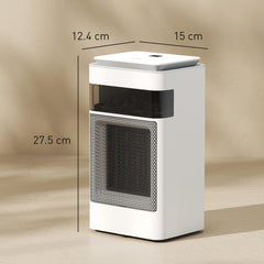 Kozy Ceramic Electric Heater, 1500W Fan Space Heater with 3 Modes, 24H Timer, Flame Effect, Oscillation for Bedroom, White