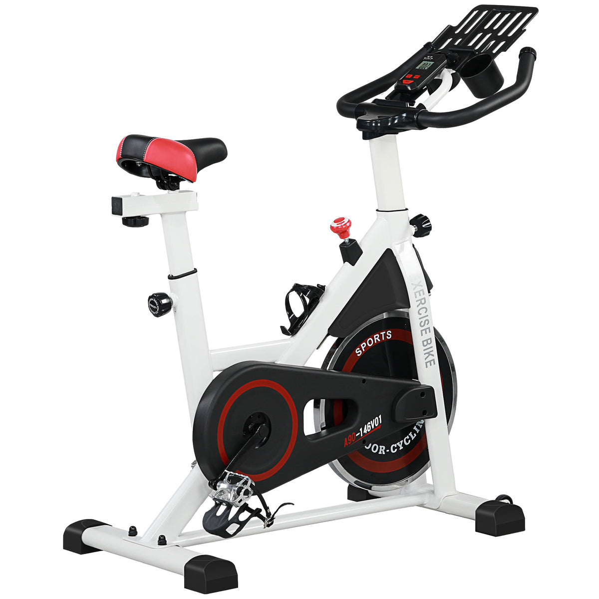 Kozy Exercise Bike, 8kg Flywheel Stationary Bike Indoor Cycling Machine with Adjustable Resistance Seat Handlebar, White