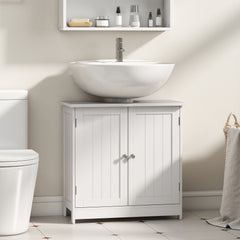 Kozy Under Sink Bathroom Storage Cabinet 2 Layers Vanity Unit Wooden - White