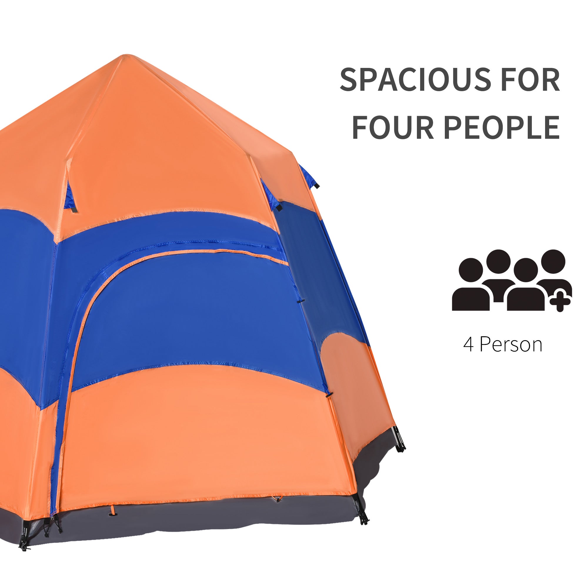 Outsunny Hexagon Pop Up Tent for Six, Portable Shelter for Camping, Festivals, Hiking, Family Use