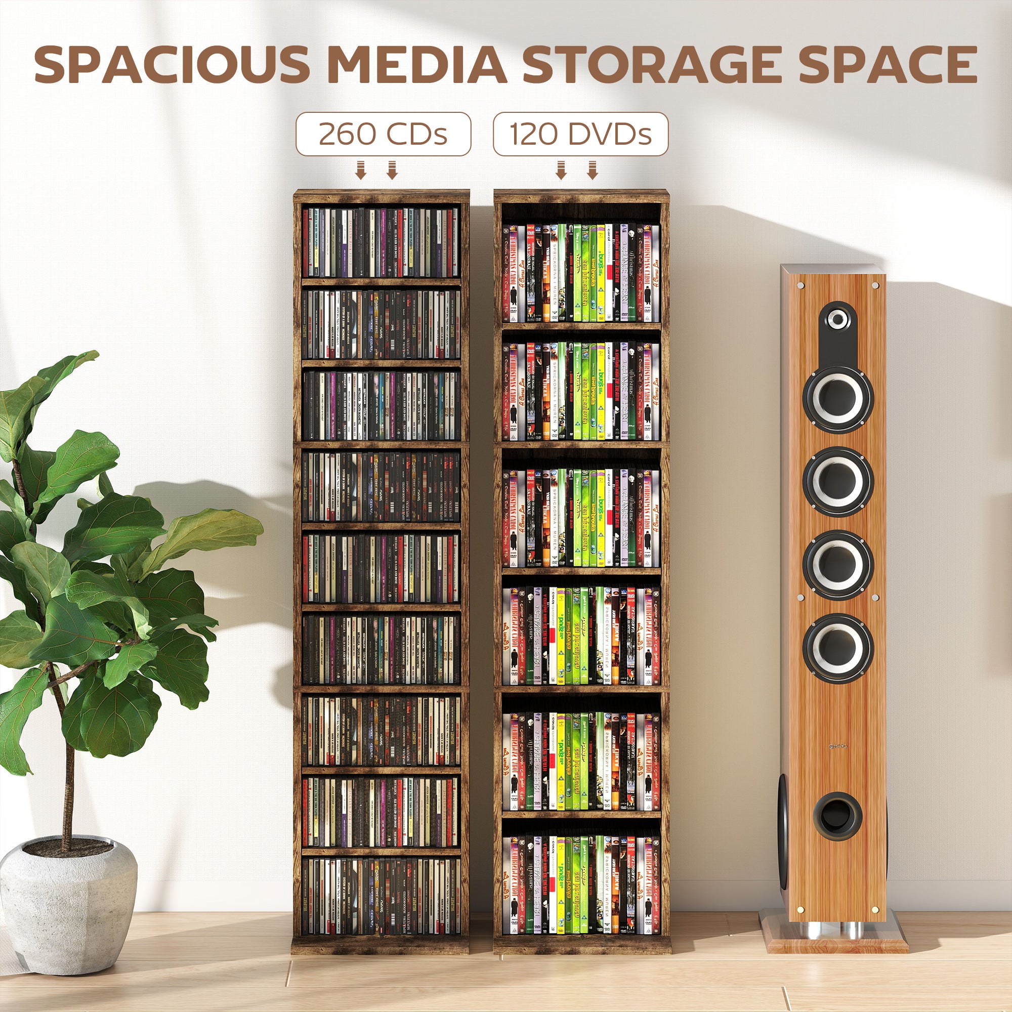 Kozy 260 Narrow CD Storage Unit - Rustic Brown