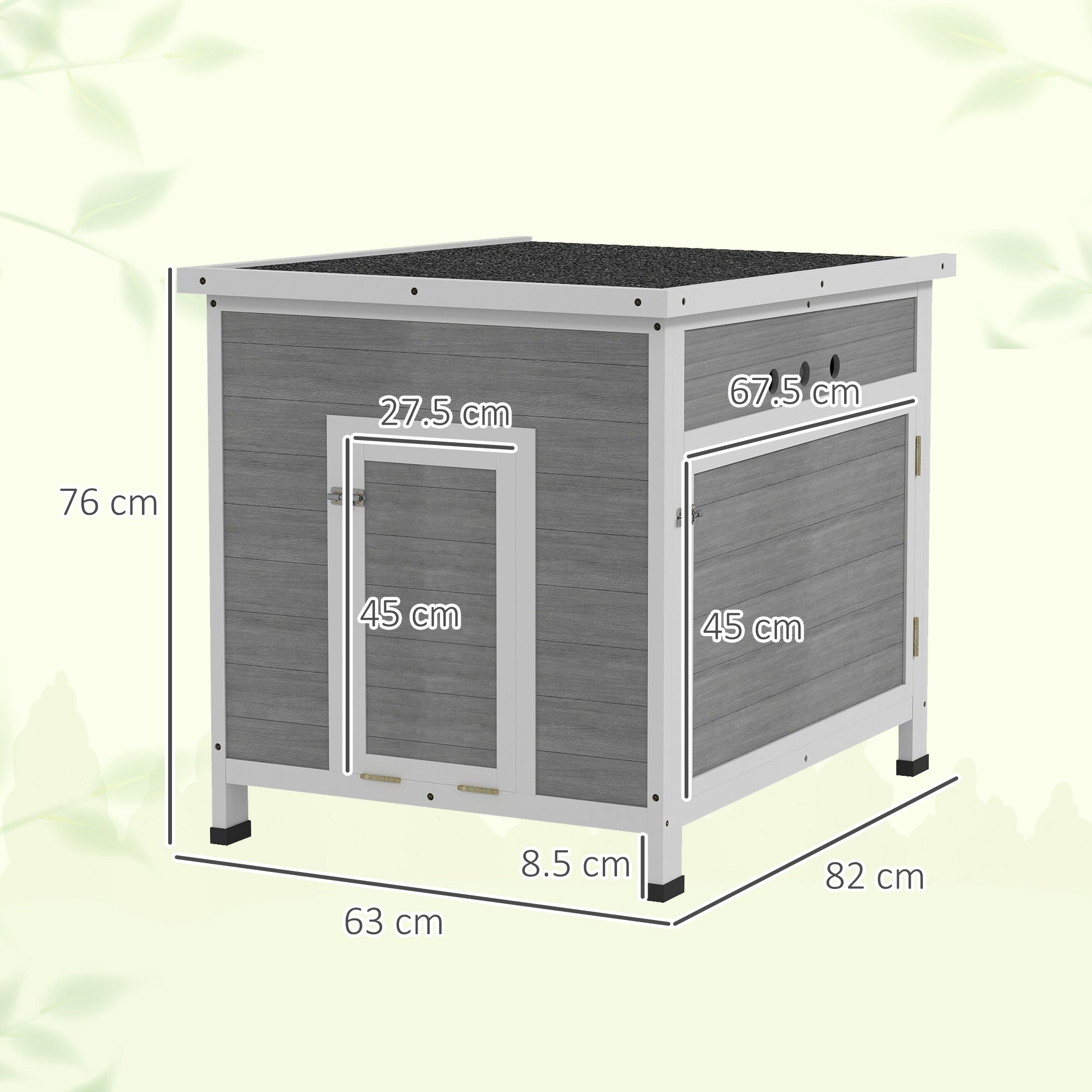 Kozy - Wooden Duck House with Ramp, Double Doors, Openable Asphalt Roof, Ventilation Holes, Removable Base, Light Grey