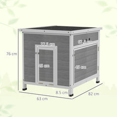 Kozy - Wooden Duck House with Ramp, Double Doors, Openable Asphalt Roof, Ventilation Holes, Removable Base, Light Grey