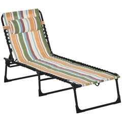 Kozy Folding Sun Lounger Beach Chaise Chair Garden Reclining Cot Camping Recliner with 4 Position Adjustable Multicolored