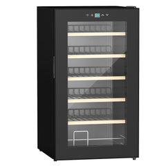 Kozy 24 Bottle Wine Fridge, 65 Litre Capacity, 43cm Freestanding Wine Cooler Fridge with Glass Door, LED Light, Digital Touch Screen, Temperature Control, Black