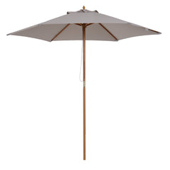 Kozy 2.5m Wood Garden Parasol Sun Shade Patio Outdoor Wooden Umbrella Canopy, Table Market Umbrella with Vent, 38mm Pole, Rope Pulley Mechanism, Grey