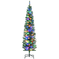 Kozy - 6' Artificial Prelit Christmas Trees Holiday Décor with Colourful LED Lights, Pencil Shape, Steel Base