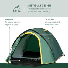 Kozy Dome Tent for 2 Person Camping Tent with Large Windows, Waterproof Green and Yellow