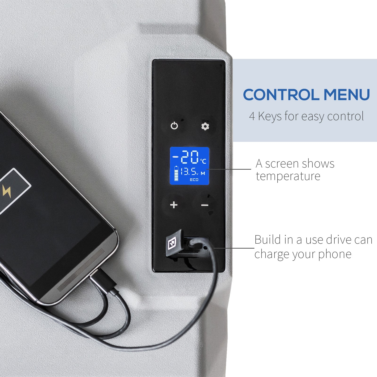 Kozy Car Refrigerator, Portable 12/24V 50 Litre Compressor Fridge Freezer, Electric Cooler Box for Camping, Travel, Picnic, Down to -20℃