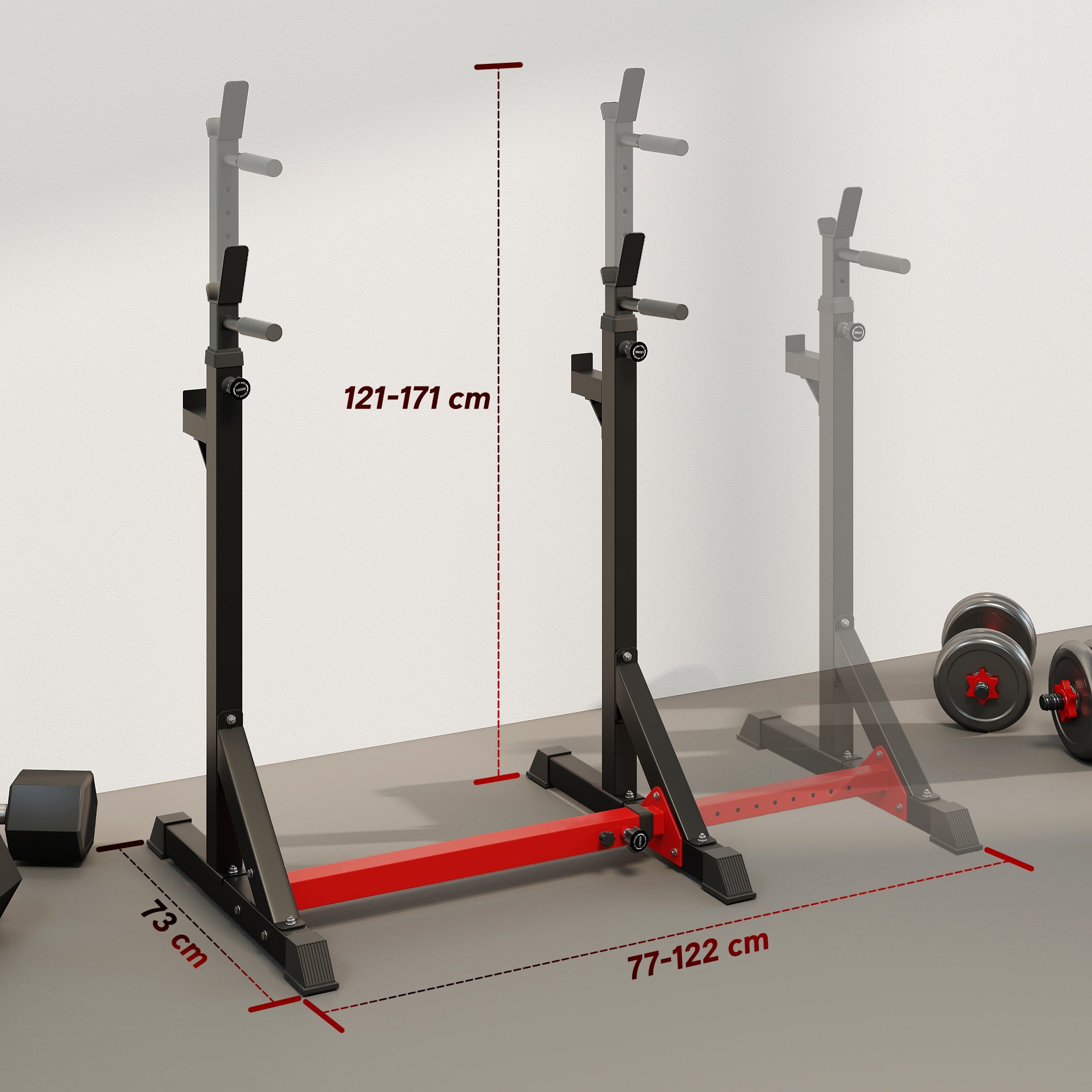 Kozy Barbell Rack, Width and Height Adjustable Dip Stand, Bench Press Rack for Home Gym Weight Lifting Fitness Workout, Max Load 150kg