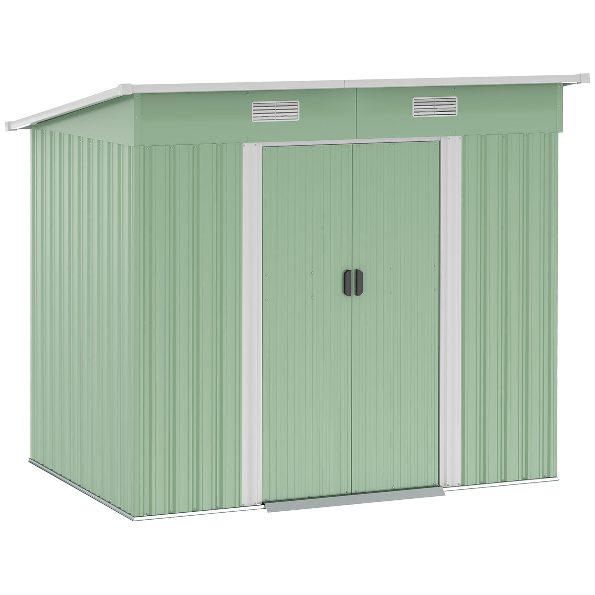 Kozy 7 x 4ft Outdoor Garden Metal Storage Shed, Tool Storage Box for Backyard, Patio and Lawn, Light Green