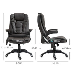 HOMCOM High Back Executive Massage Chair, PU Leather Massage Office Chair with Heat, Tilt, Reclining Function, Adjustable, Brown | Aosom UK