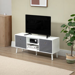 Kozy TV Cabinet Stand Unit for TVs up to 50'' with Foldable Drawers, Entertainment Centre for Living Room White