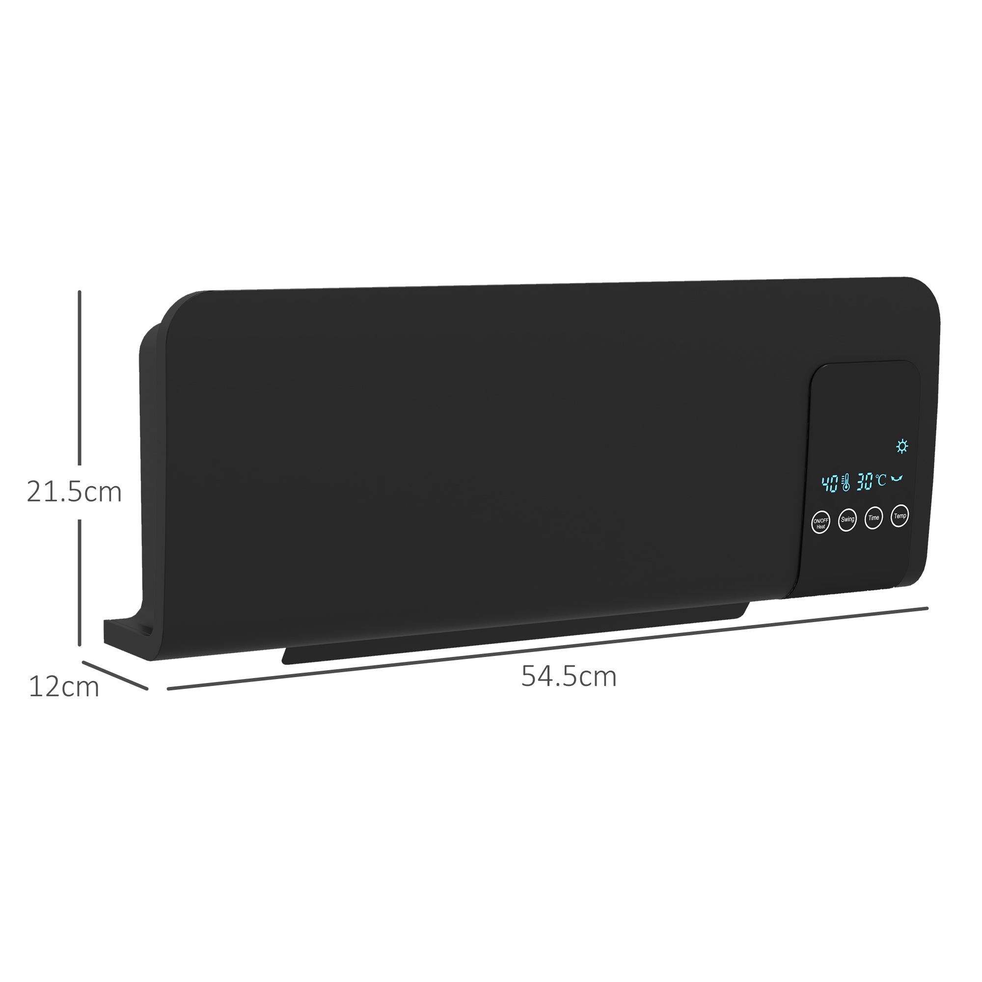 Kozy - 2000W Wall Mounted Heater, 18-45°C Temperature, Black