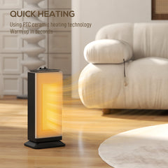 Kozy 2000W Ceramic Electric Heater with Fan, Oscillation - Black