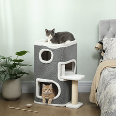 Kozy 75 cm Cat Tree, Cat Tower Condo for Indoor Cats with Scratching Post, Jumping Platform, Grey