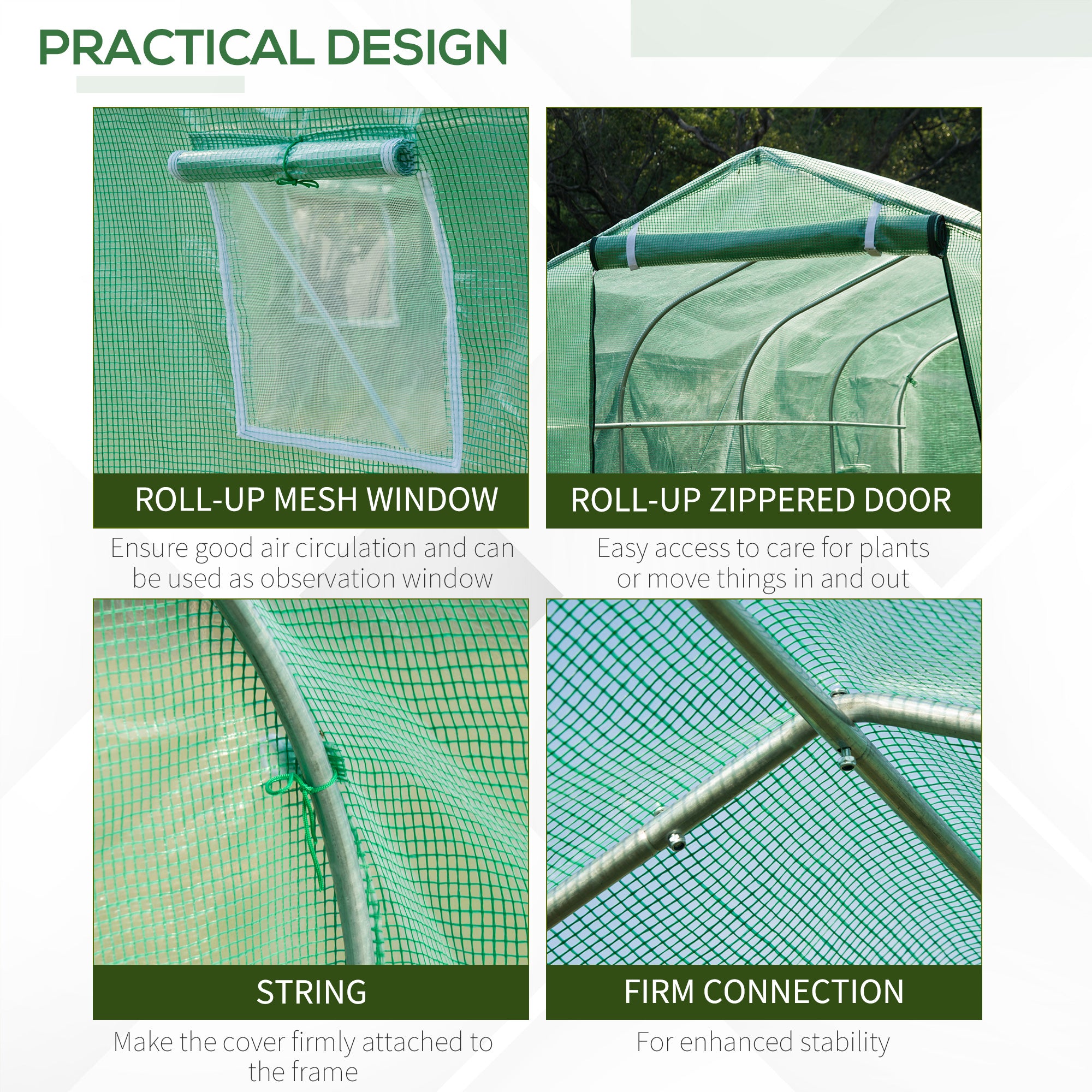 Kozy Polytunnel Greenhouse with Windows and Door, Walk in Greenhouse for Garden, Backyard (3 x 2 M)
