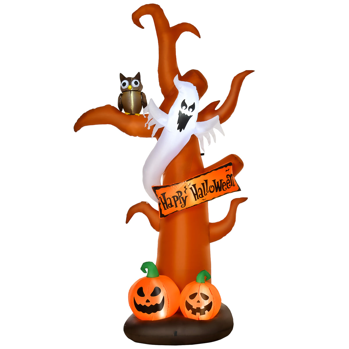 Kozy 2.7m Halloween Inflatable Dead Tree with Ghost, Pumpkin and Owl, Blow Up Decorations with Build-in LED Lights for Party Outdoor Garden Décor