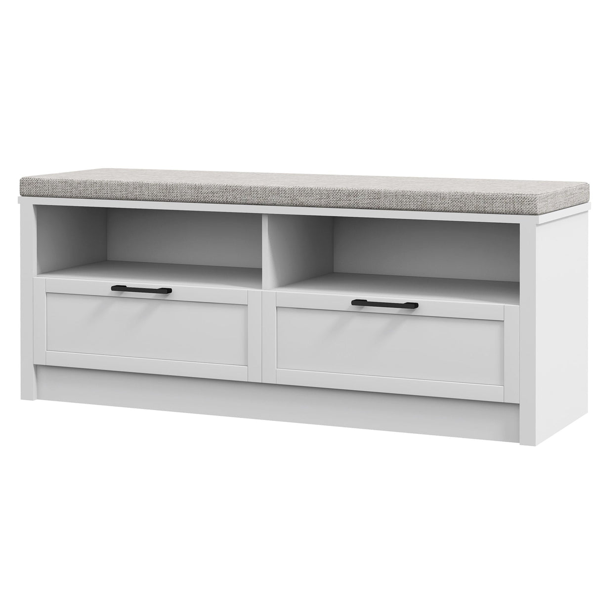 HOMCOM Entryway Bench: Padded Seating with Storage Drawers, Hallway Organiser, Beige | Aosom UK