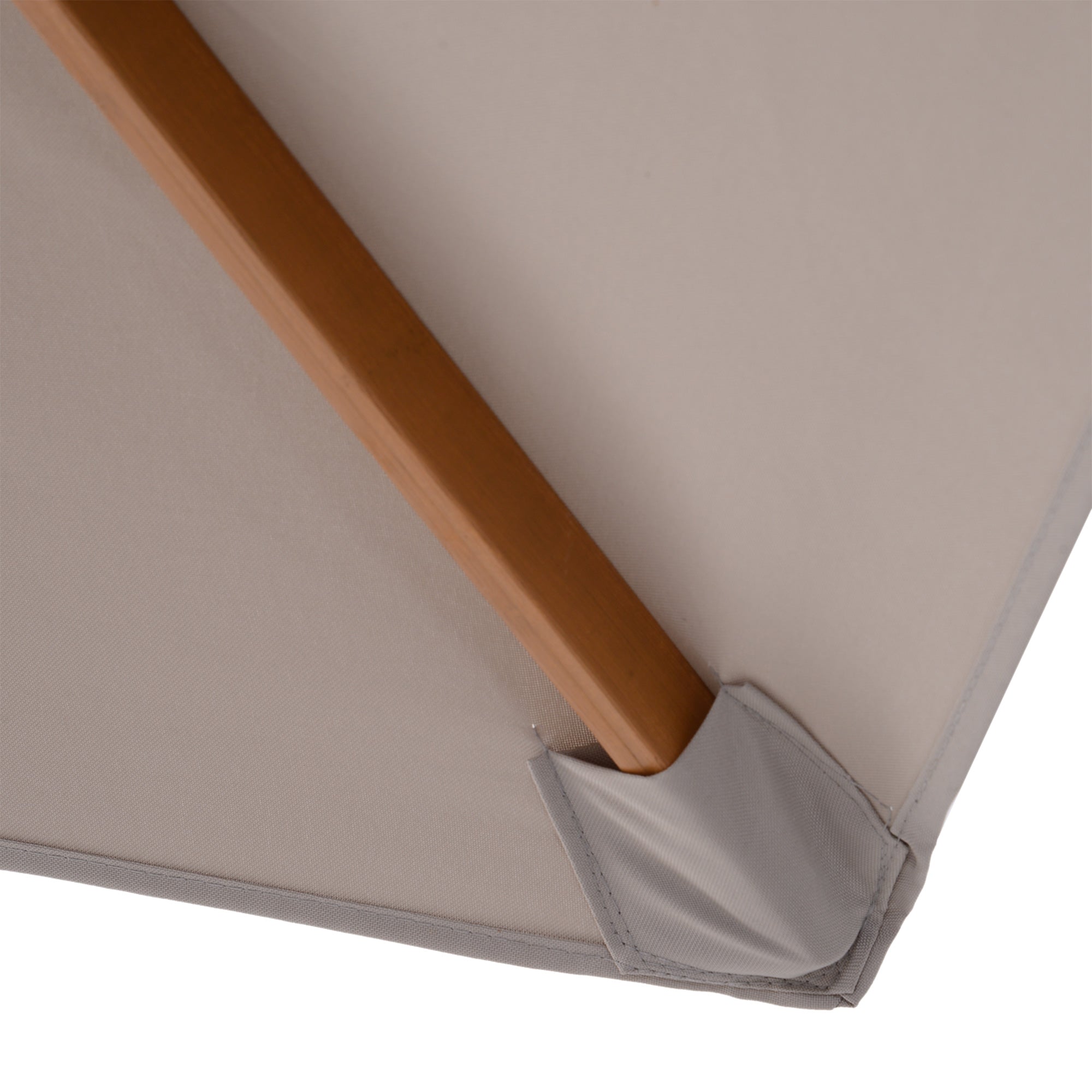 Kozy 2.5m Wood Garden Parasol Sun Shade Patio Outdoor Wooden Umbrella Canopy, Table Market Umbrella with Vent, 38mm Pole, Rope Pulley Mechanism, Grey