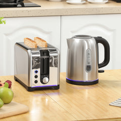 Kozy - Simple Polished Toaster and Kettle Set - Silver Tone