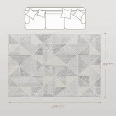 Kozy - Modern Area Rug, Geometric Pattern Non-Slip Washable Rug, Soft Floor Carpet for Living Room, Bedroom, Dining Room, Home Office, 290 x 200 cm, Grey
