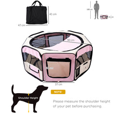 Kozy Portable Cat Dog Playpen Pet Puppy Rabbit Guinea Pig Pen Run Dia 90 x 41H cm Indoor & Outdoor Pink