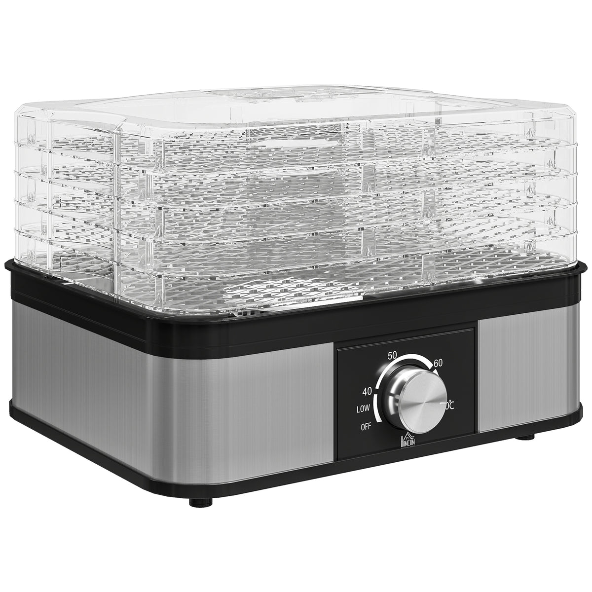 Kozy - 5 Tier Food Dehydrator, 245W Stainless Steel Food Dryer Machine with Adjustable Temperature for Drying Fruit, Meat, Vegetable, Jerky and Pet Treat, Black