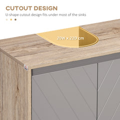 Kozy Under Sink Storage Cabinet Floor Standing Cupboard w/ Adjustable Shelf Bathroom Cabinet 2 Doors Versatile Style Grey