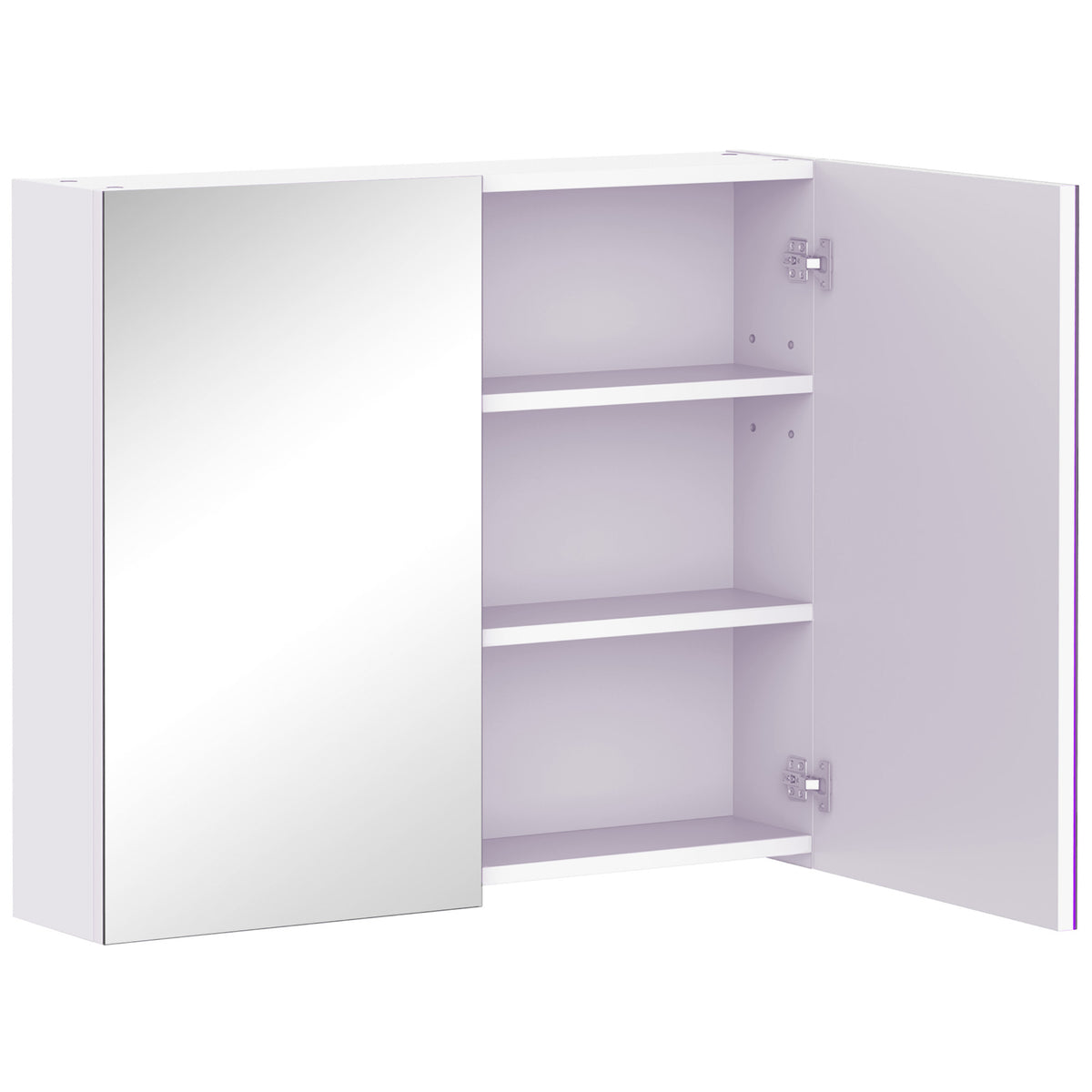Kozy Mirror Cabinet, Wall Mount Bathroom Storage Cabinet with Adjustable Shelf, Double Door Cupboard, 70 x 15 x 60 cm, White