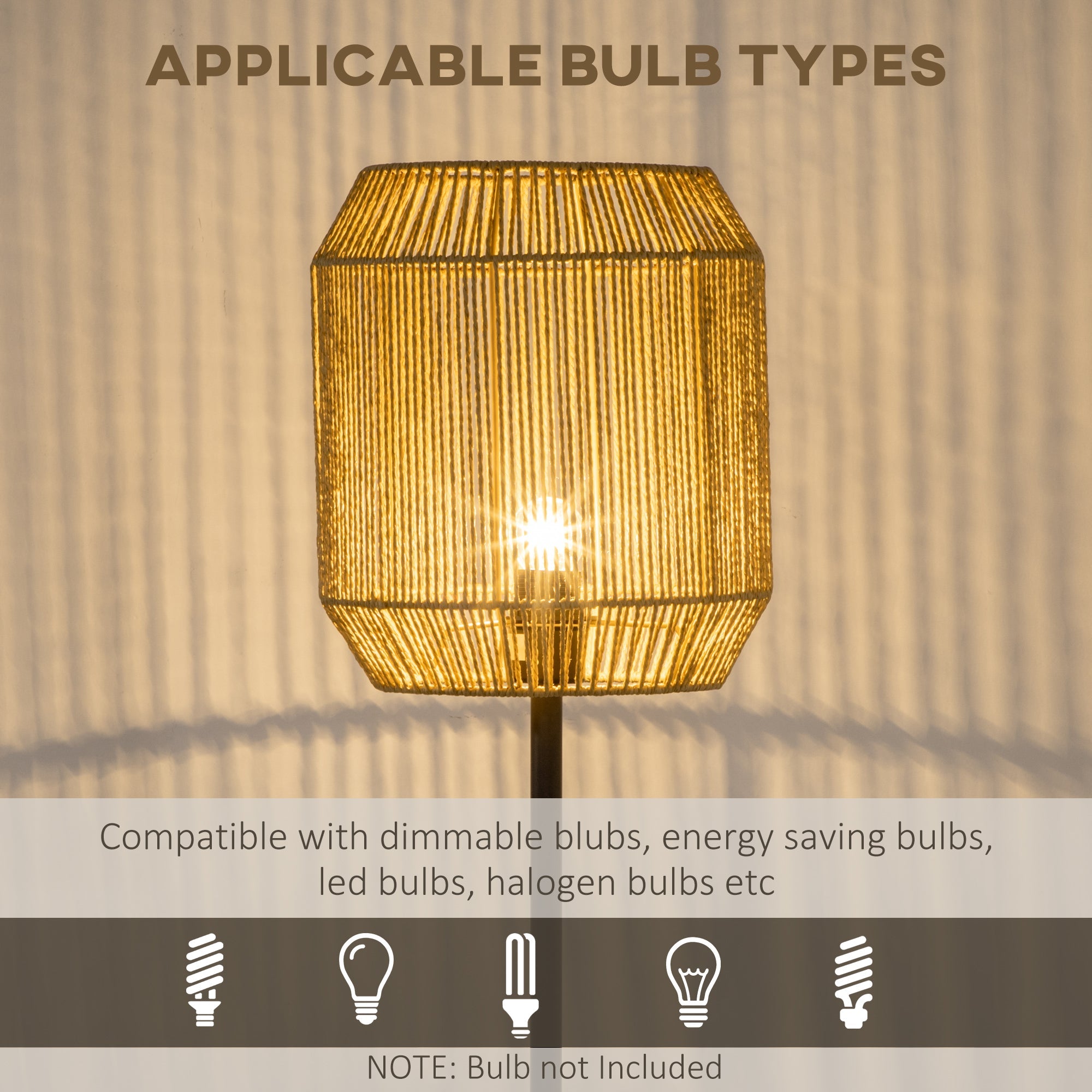 HOMCOM Farmhouse Standing Lamp, Floor Lamps with Hand Woven Rattan Lampshade for Living Room | Aosom UK