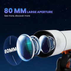 Kozy Astronomy Telescope for Adults and Beginners with 80 mm Aperture, Carry Bag, White