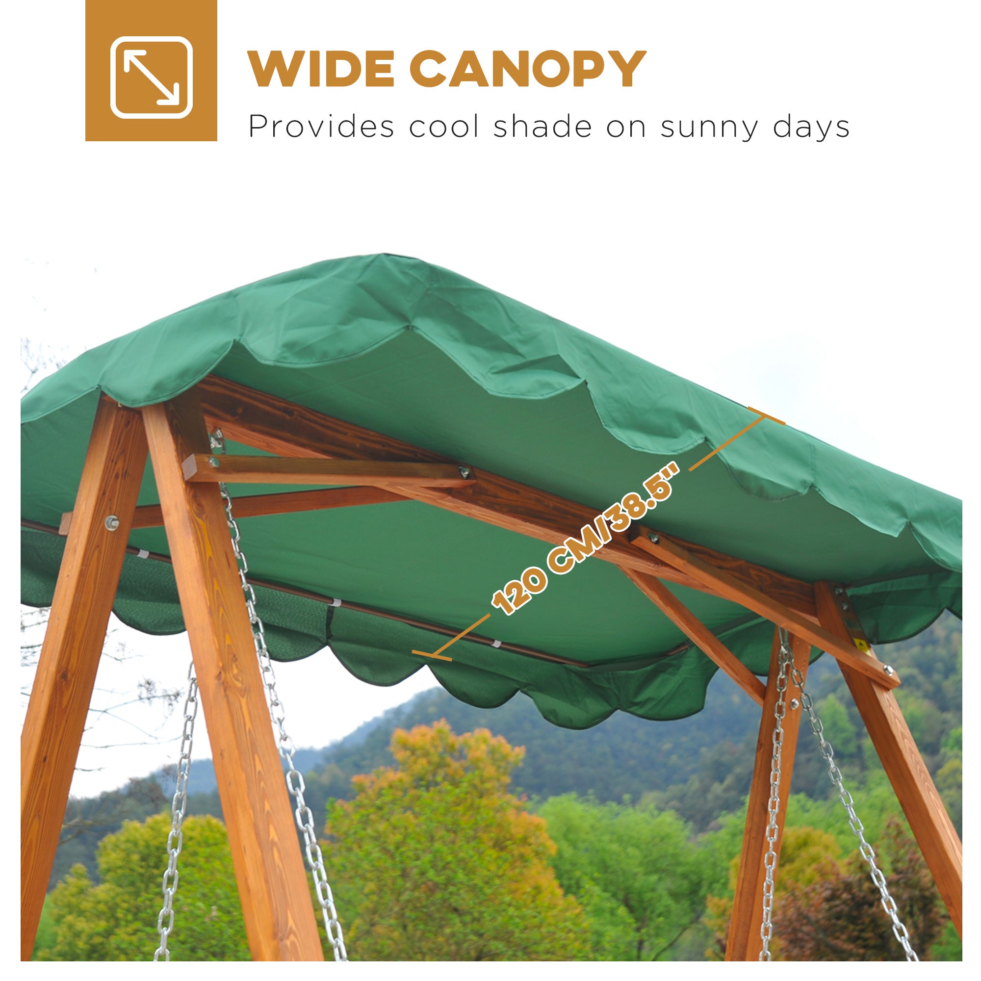 Kozy 3-Seater Pinewood Swing Chair-Green
