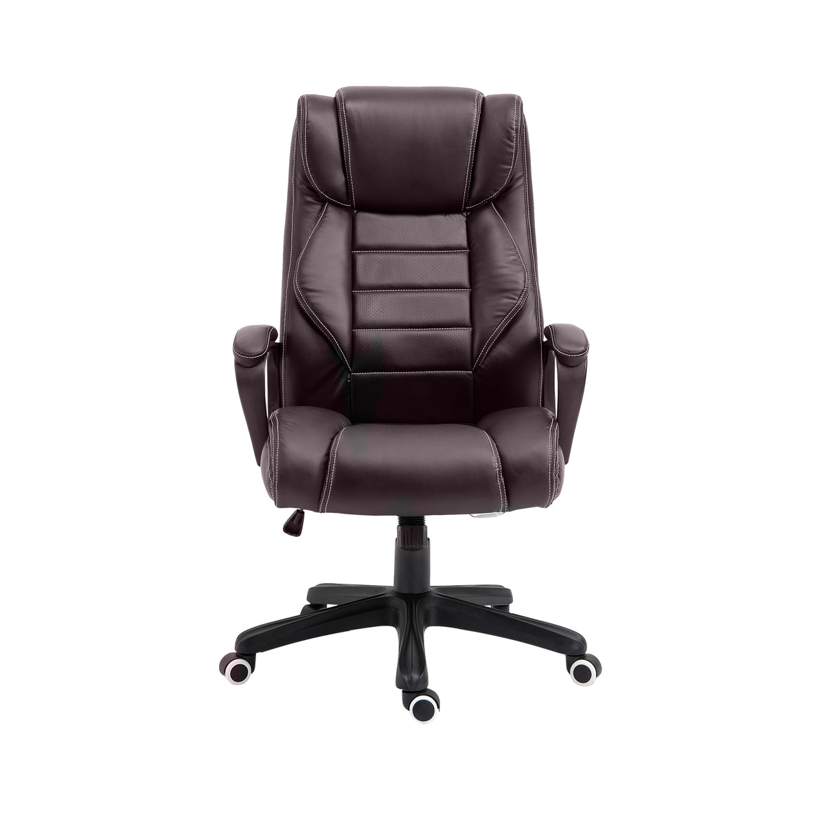 Kozy Office Chair with 6-Point Maaage, PU Desk Chair with Padded Seat and Armrest, Computer Chair with Tilt Function for Home, Brown