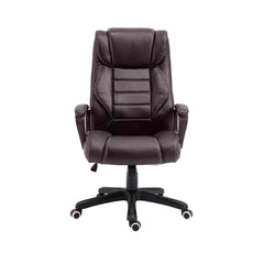Kozy Office Chair with 6-Point Maaage, PU Desk Chair with Padded Seat and Armrest, Computer Chair with Tilt Function for Home, Brown