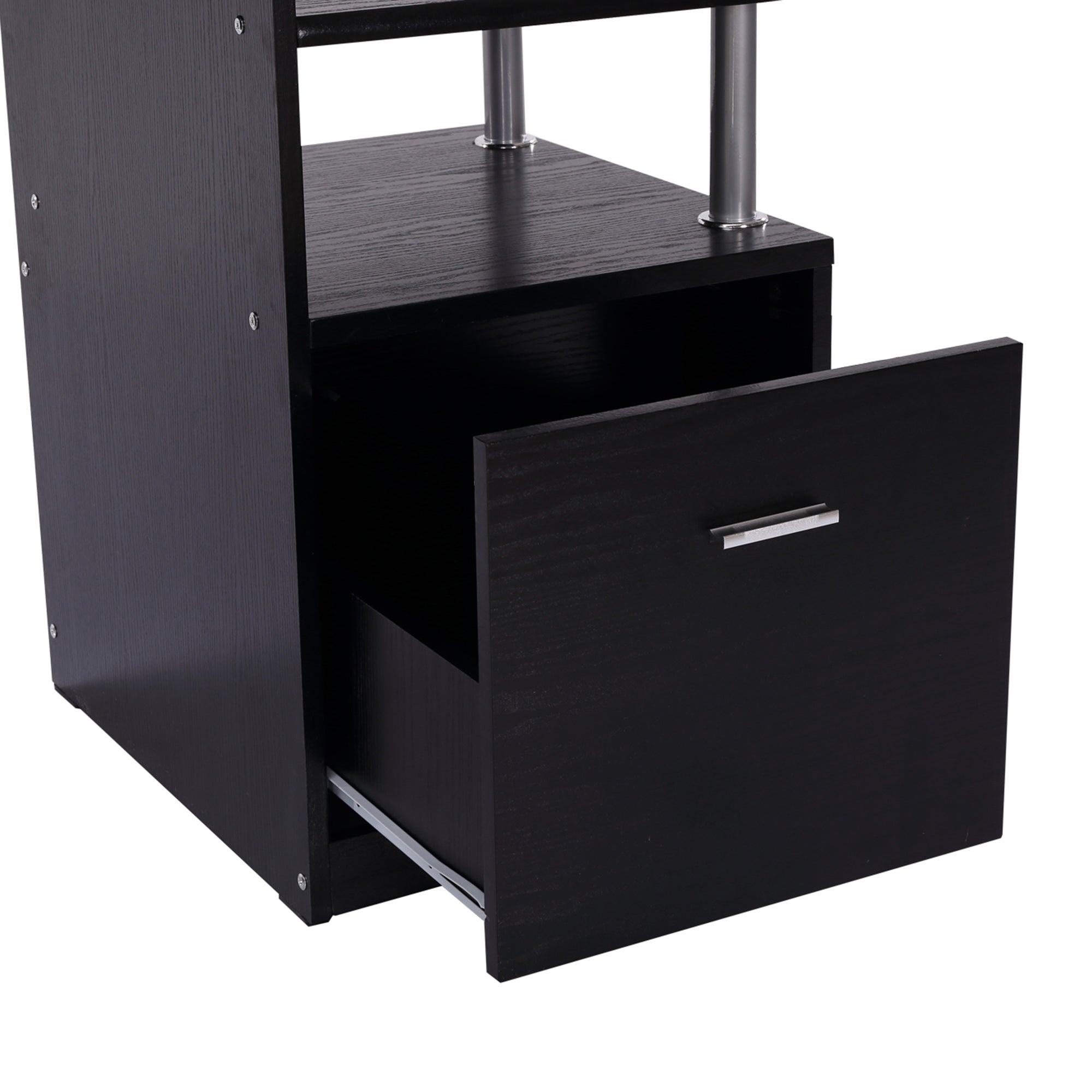 HOMCOM Computer Desk PC Workstation with Drawer Shelves CPU Storage Rack Home Office Furniture (BLACK) | Aosom UK