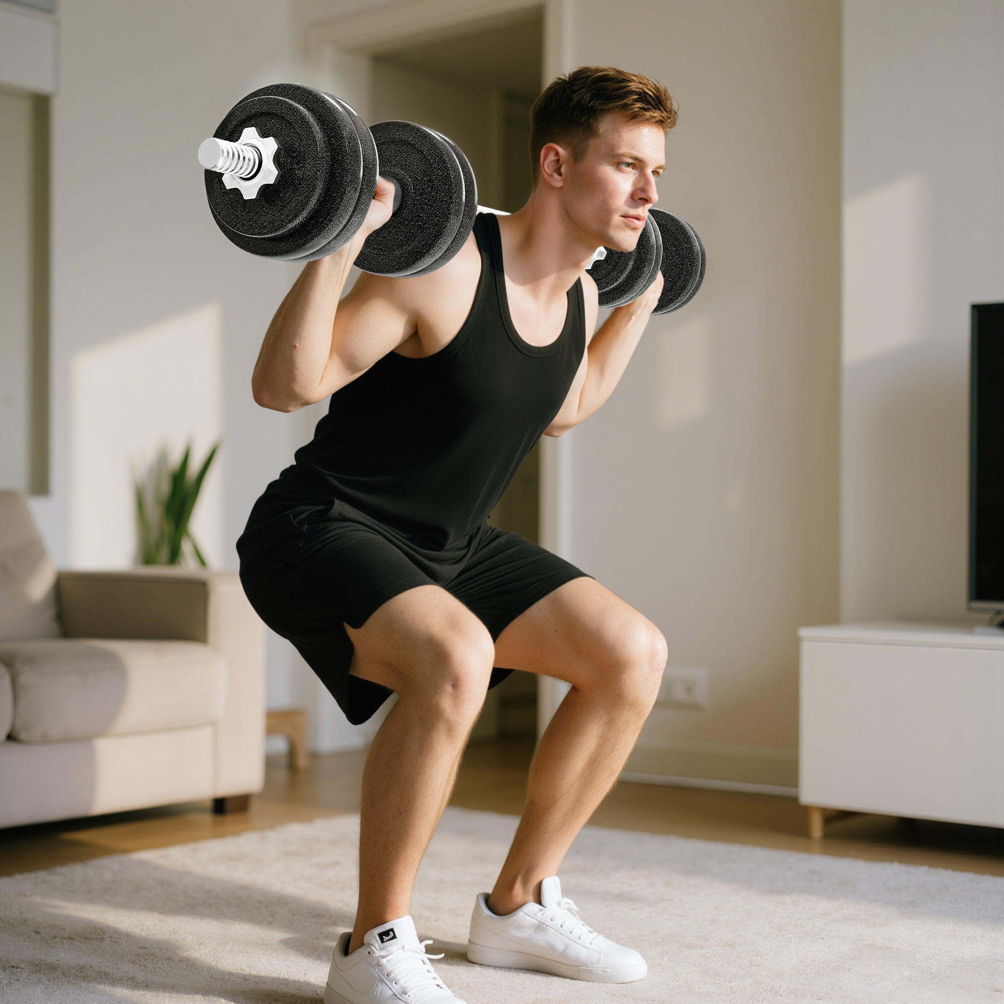 Kozy 2-in-1 Adjustable Dumbbells Set, 30kg Weights Dumbbells Set with Non-Slip Grip for Strength Training, Weight Lifting, Bodybuilding, Home Gym Workout Equipment for Men & Women