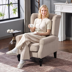 Kozy Wingback Accent Chair, Retro Upholstered Button Tufted Occasional Chair for Living Room and Bedroom, Beige