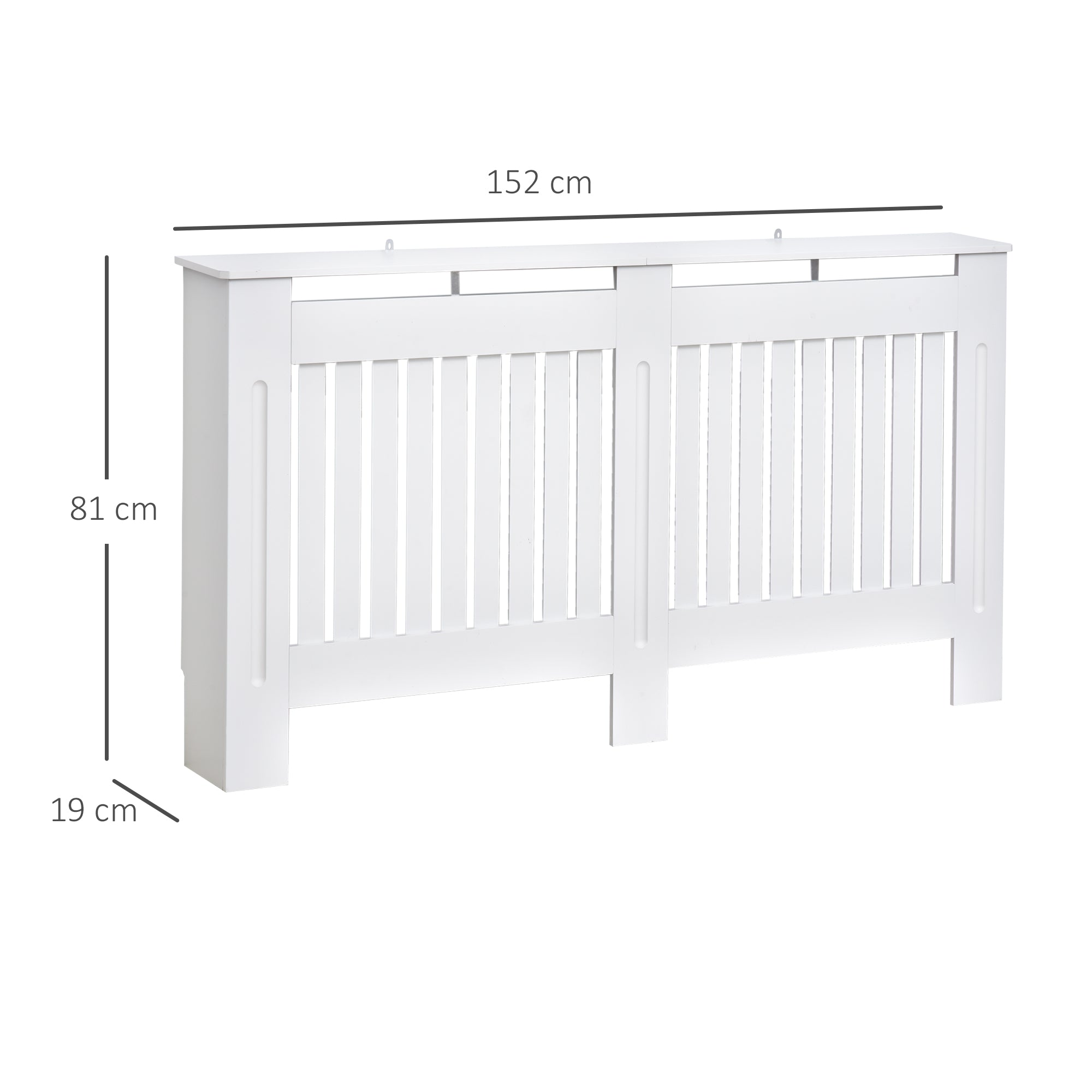 Kozy Slatted Radiator Cover Painted Cabinet MDF Lined Grill in White (152L x 19W x 81H cm)