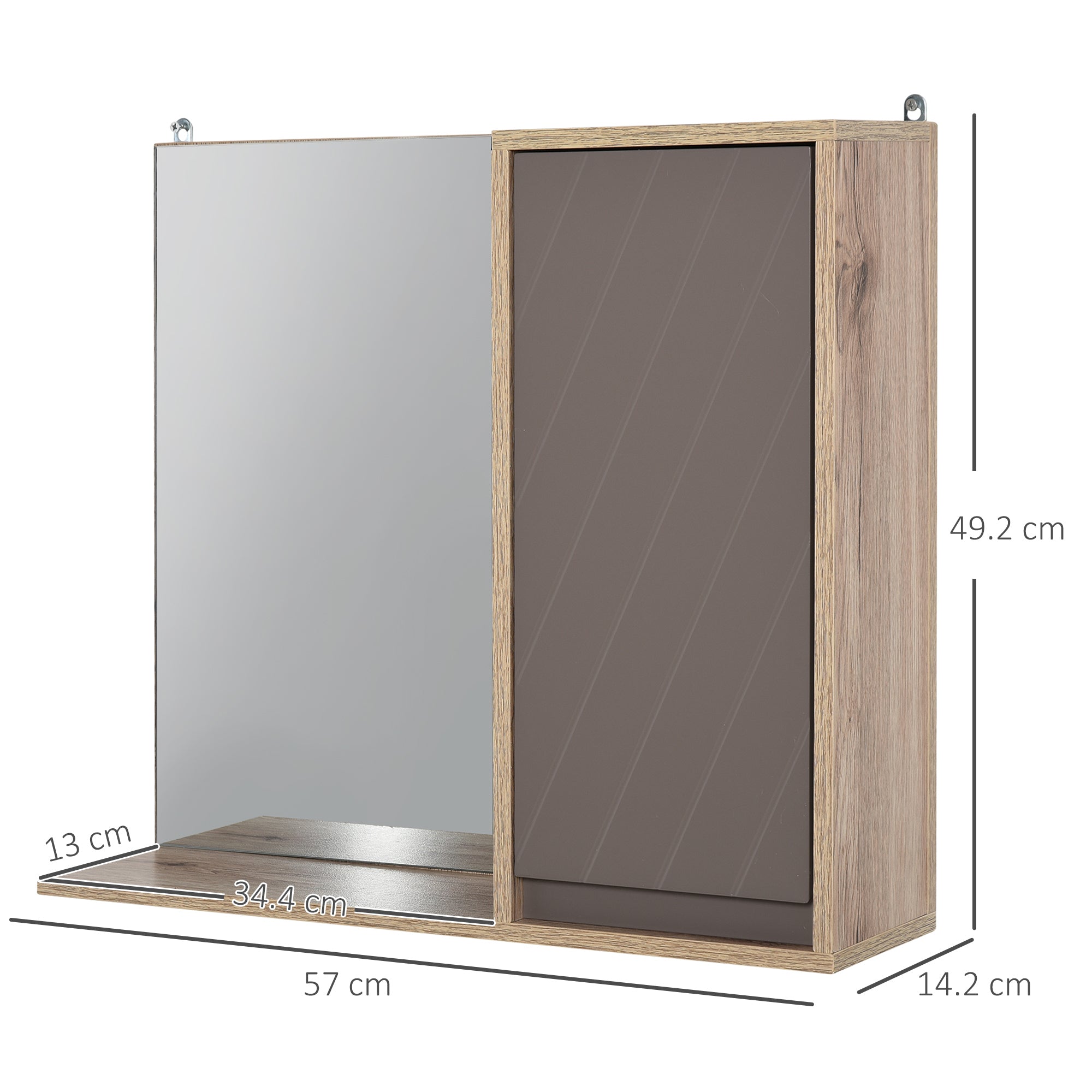 Kozy Bathroom Mirror Cabinet, Wall-Mounted Bathroom Cabinet with Mirror and Adjustable Inner Shelf,  57L x 14.2W x49.2H cm